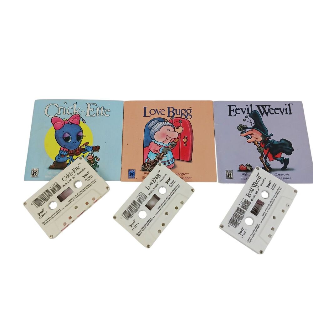 Lot Stephen Cosgrove Topsy Turvy Books & Cassettes Evil Weevil Love Bug Cric-ett